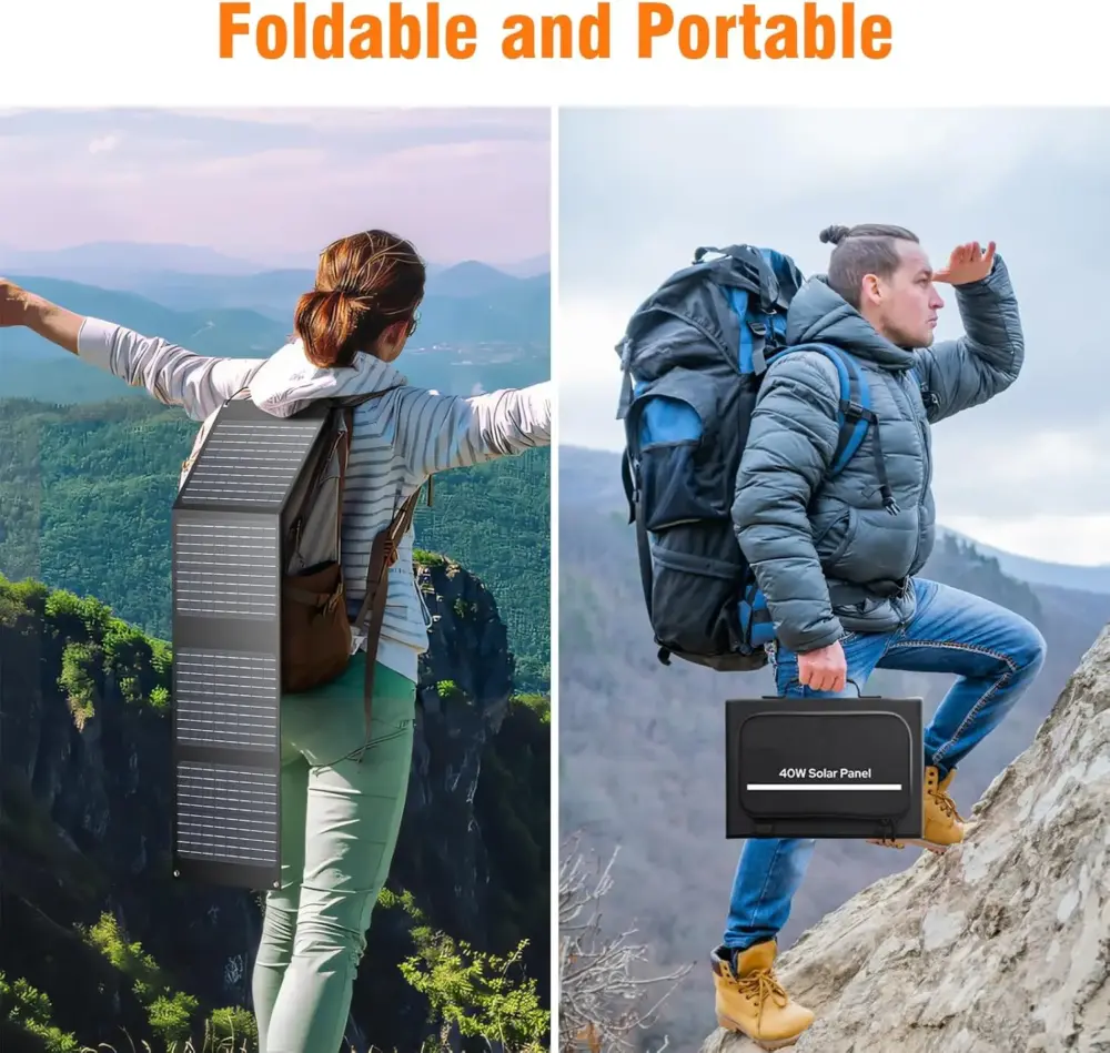 150W Portable Power Station with 40W Solar Panel,122.8Wh LiFePO4 Battery Solar Generator Solar Charger Power Bank with AC Outlet - Image 6