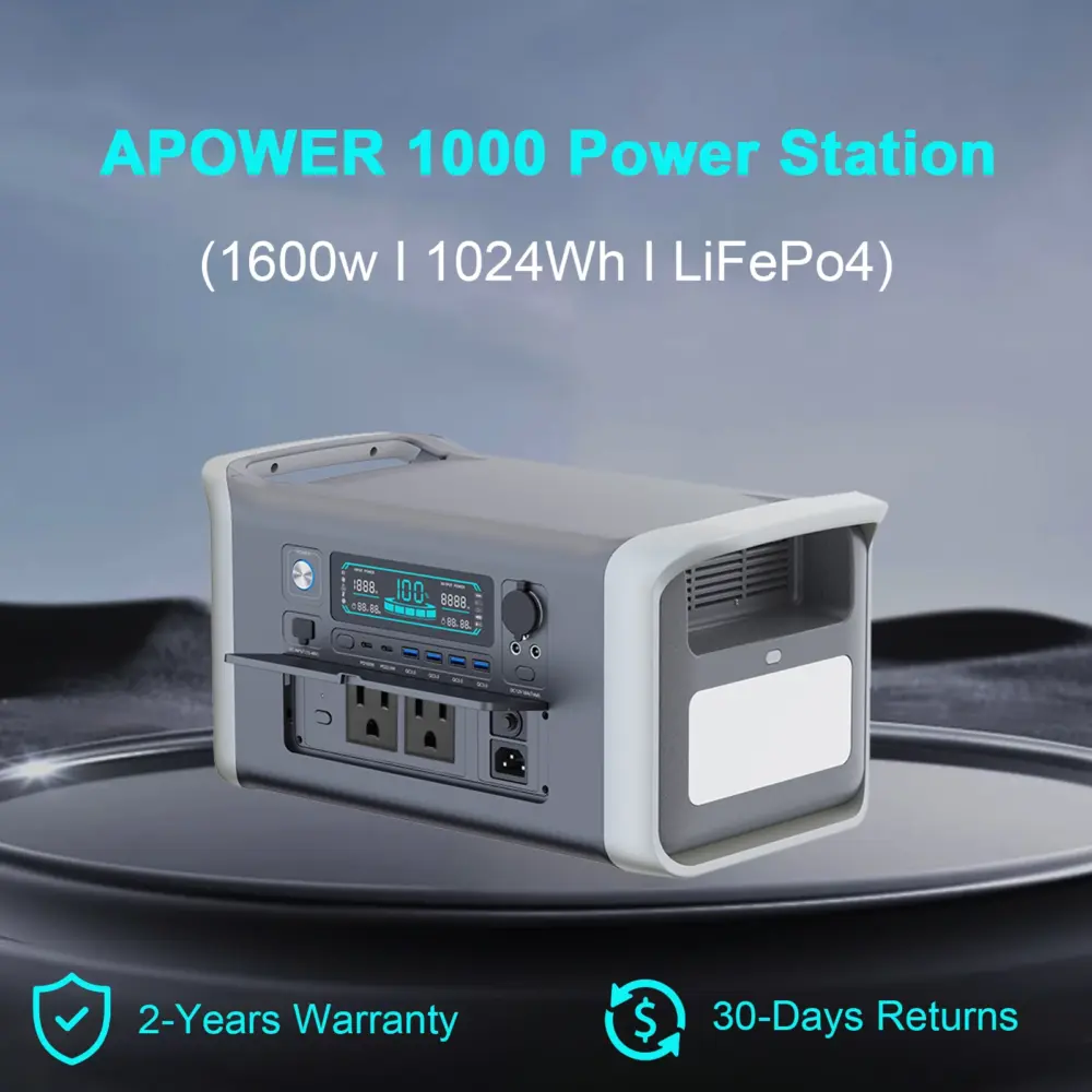 1024Wh 1600W Portable Power Station Camping LiFePo4 Battery 120V Solar Generator Storage Energy Backup PowerBank Camping Fish - Image 2