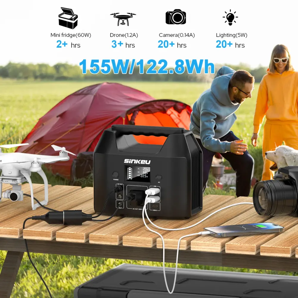 150W Portable Power Station with 40W Solar Panel,122.8Wh LiFePO4 Battery Solar Generator Solar Charger Power Bank with AC Outlet - Image 3