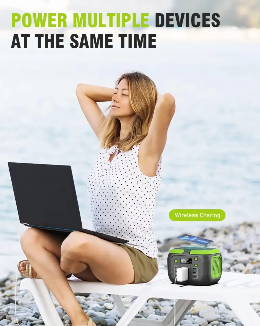 200W Portable Power Station 155Wh Solar Generator 42000mAh Power Bank with AC Outlet 110V, DC, USB QC3.0 for Outdoor Camping RV - Image 2