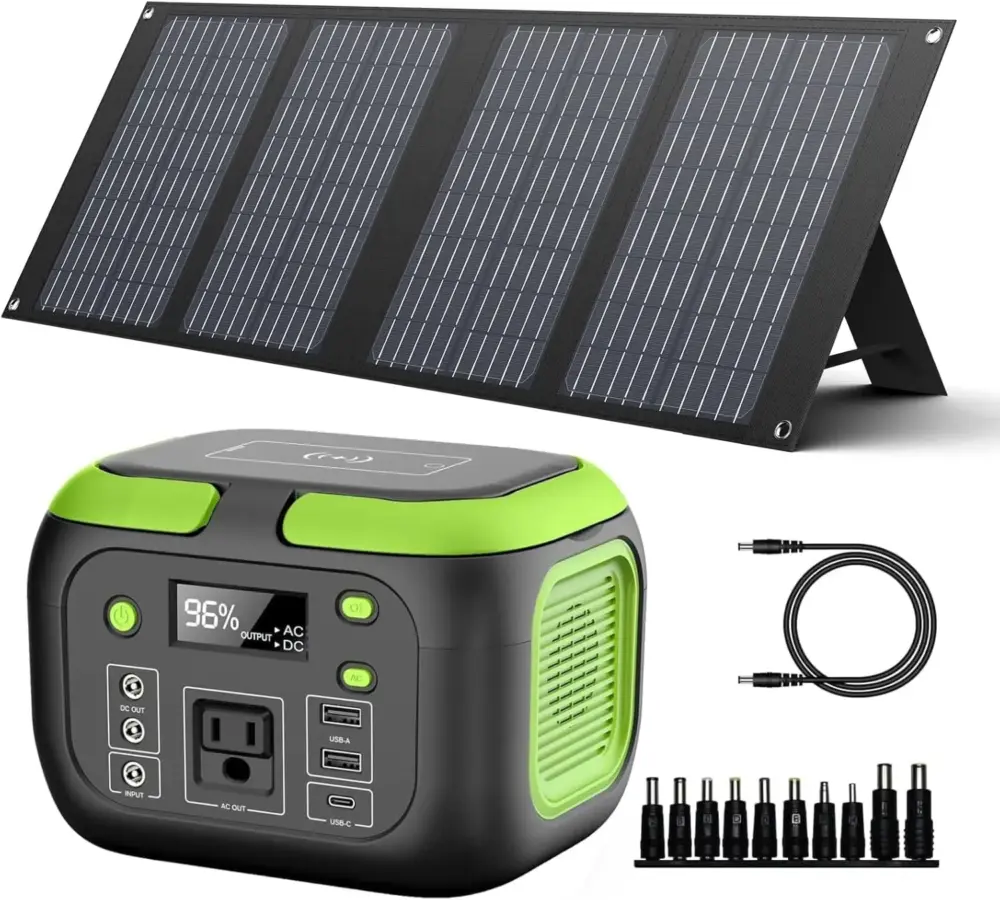 200W Portable Power Station with 40W Solar Panel 155Wh Solar Generator 42000mAh